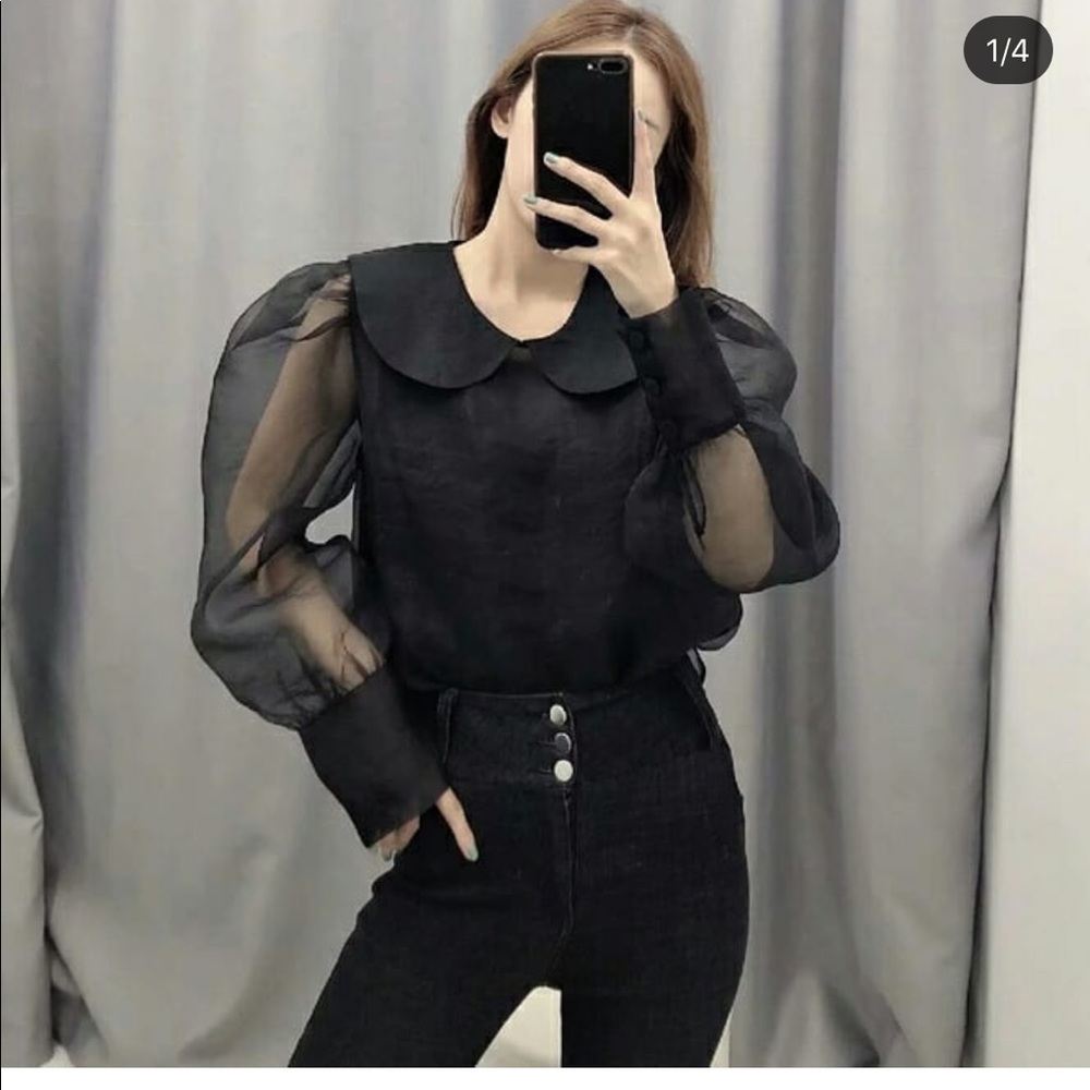 Zara organza blouse bloggers favorite - Picture 3 of 9